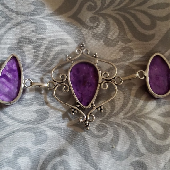 Handcrafted  Purple Druzy Agate bracelet - Picture 4 of 4